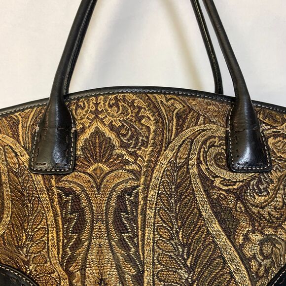 Vintage Fossil Forever Paisley Tapestry Purse Leather Accents Boho Y2K - Picture 11 of 16